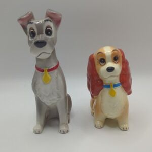 Vintage Disney Lady & the Tramp Set of 2 Ceramic Figures Made in Japan